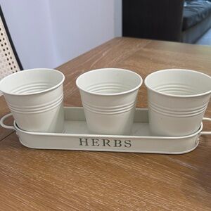 White Herb Planter Set with Tray